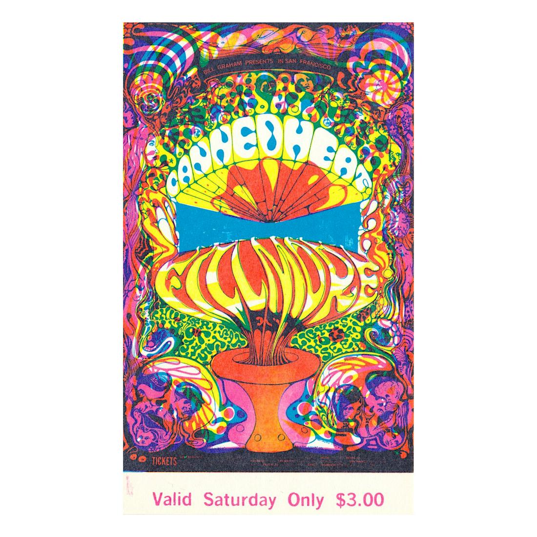 Canned Heat - 1968 Vintage Concert Ticket: CANNED HEAT (American Rock Band) Original & Vintage Bill Graham Presents Concert Ticket featuring Canned Heat and Godon Lightfoot. Venue: Fillmore West, San Francisco, California. Dated: October 3, 19