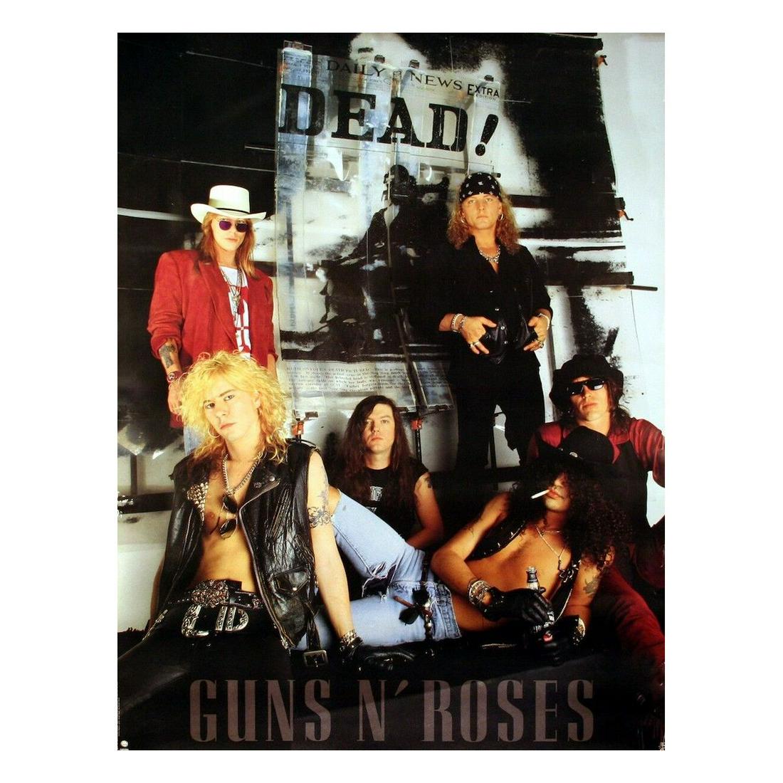 Guns N' Roses - 1991 Promotional Poster: GUNS N' ROSES (American Hard Rock Band) Original & Vintage Promotional Poster for featuring Guns N' Roses promoting their LP 'Use Your Illusion'. 1991 First Printing. Includes COA. Dimensions: 23 inch