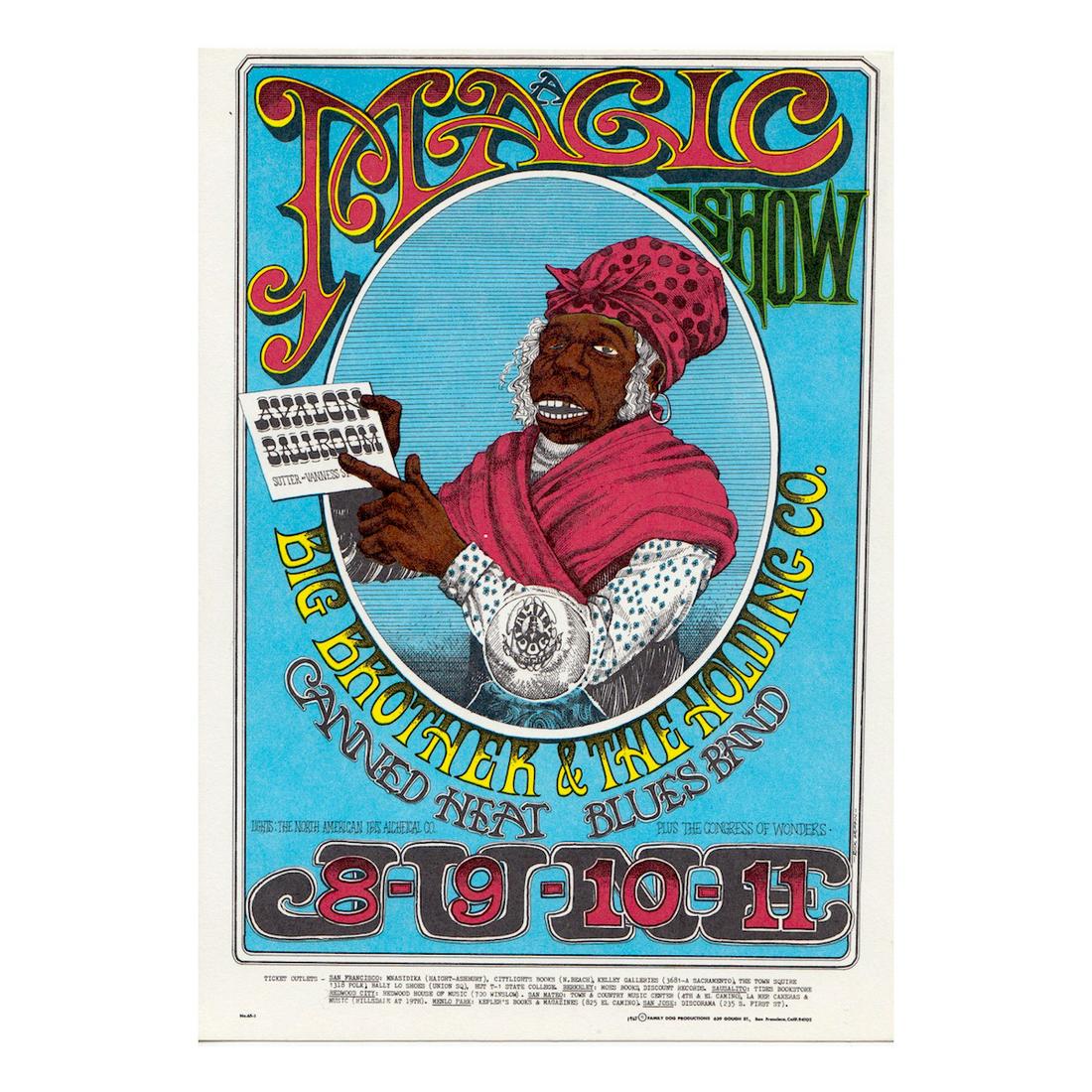 Big Brother & The Holding Company - 1967 Handbill: BIG BROTHER AND THE HOLDING COMPANY (American Rock Band) CANNED HEAT (American Rock Band) Original & Vintage Family Dog Presents Concert Postcard featuring Big Brother and the Holding Company, and Can
