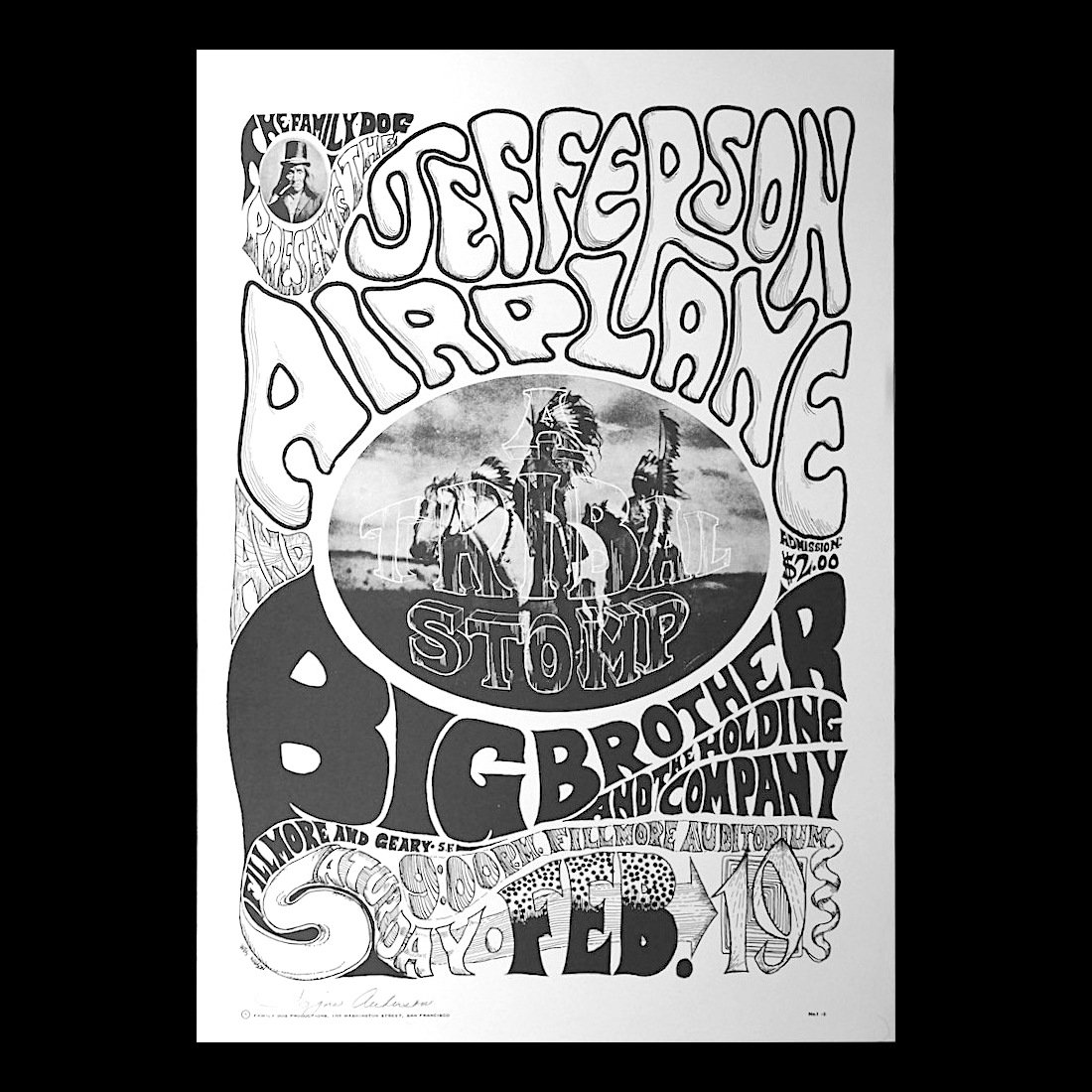 Jefferson Airplane - 1966 Hand-Signed Concert Poster: JEFFERSON AIRPLANE (American Rock Band) Original & Vintage Family Dog Presents Hand-signed Concert Poster featuring Jefferson Airplane and Big Brother and the Holding Company. Hand-signed by performer