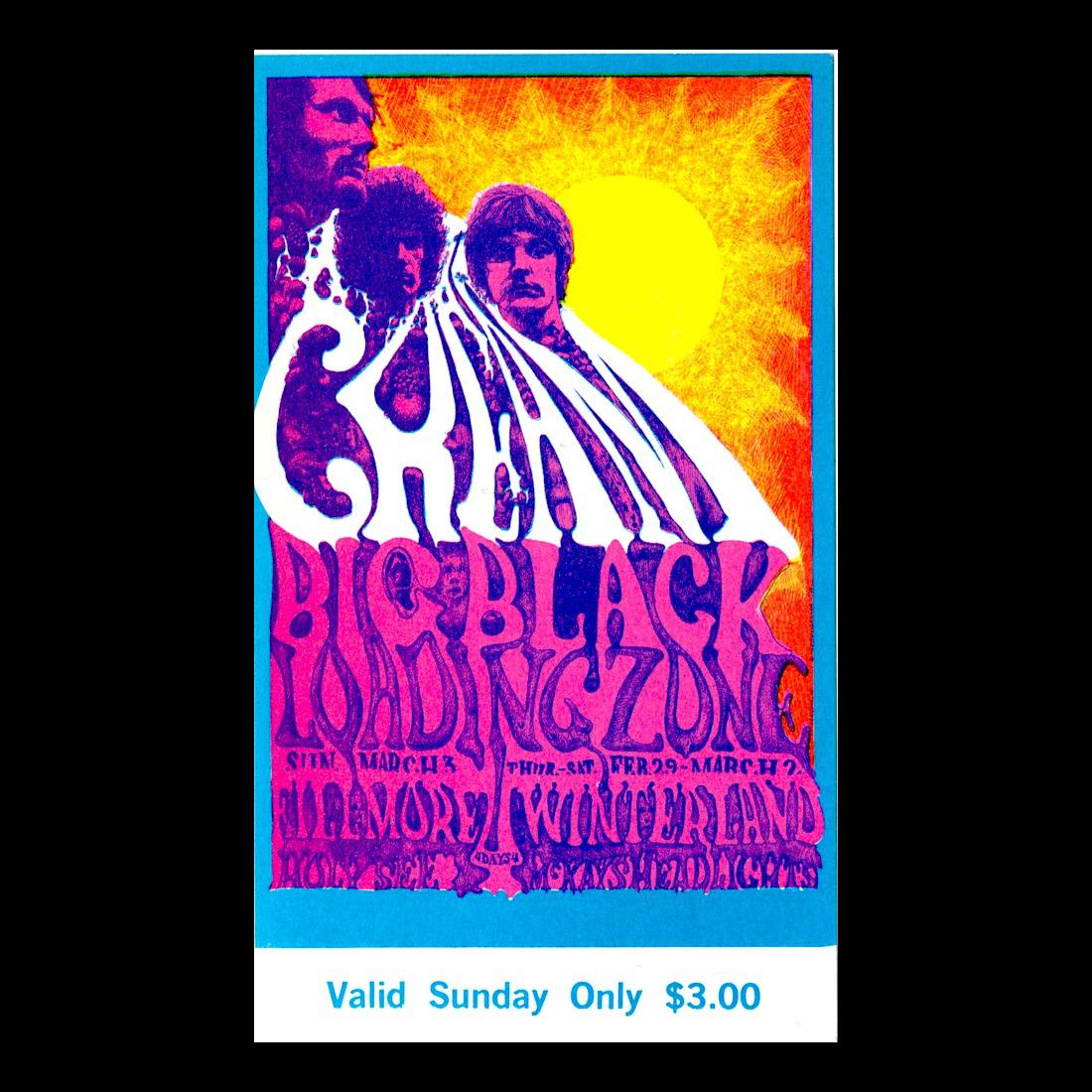 Cream - Fillmore - 1968 Vintage Concert Ticket (1 of 1)