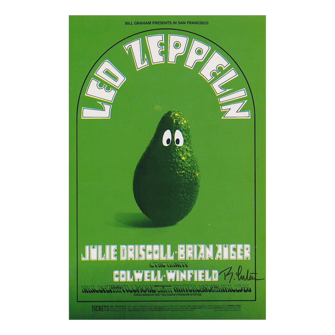 Led Zeppelin - Randy Tuten - 1969 Hand-Signed Handbill (1 of 1)