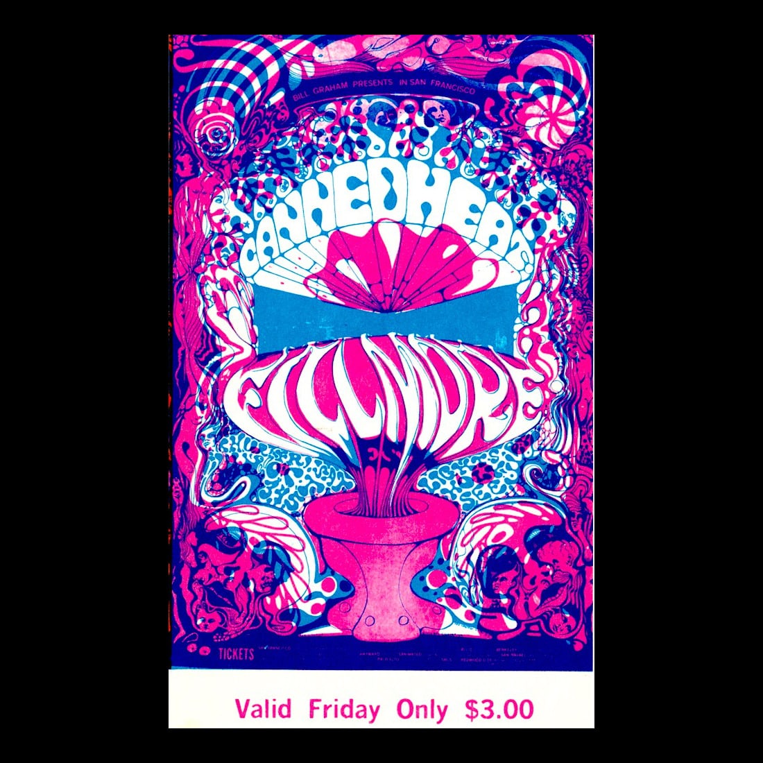 Canned Heat - 1968 Vintage Concert Ticket: CANNED HEAT (American Rock Band) Original & Vintage Bill Graham Presents Concert Ticket featuring Canned Heat and Godon Lightfoot. Venue: Fillmore West, San Francisco, California. Dated: October 3, 19