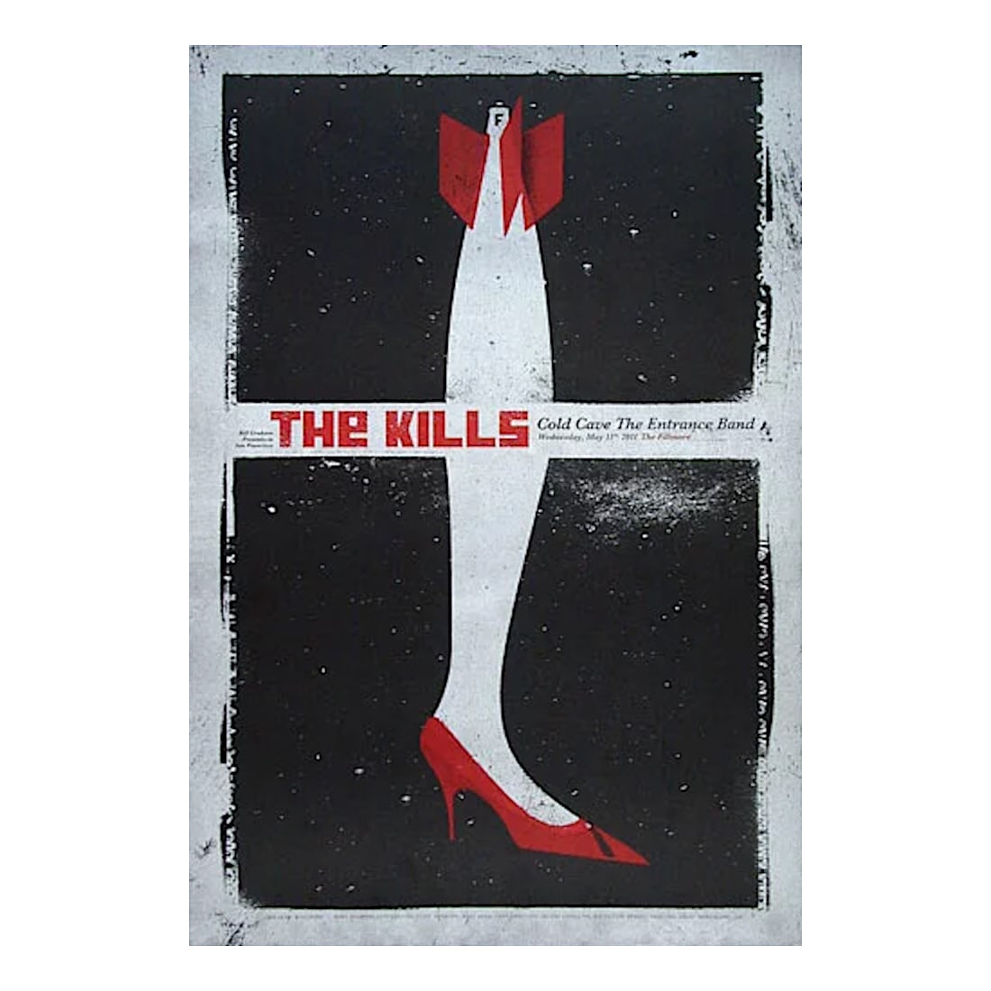 The Kills - 2011 Fillmore Concert Poster: THE KILLS (English-American Rock Duo) Original & Vintage Bill Graham Presents 2011 Concert Tour Poster featuring The Kills. Venue: The Fillmore, San Francisco, California. Dated: May 11, 2011. Artist: