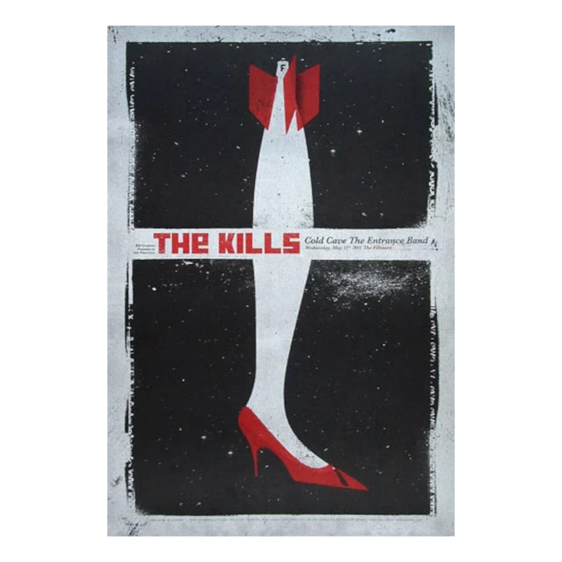 The Kills - 2011 Fillmore Concert Poster: THE KILLS (English-American Rock Duo) Original & Vintage Bill Graham Presents 2011 Concert Tour Poster featuring The Kills. Venue: The Fillmore, San Francisco, California. Dated: May 11, 2011. Artist: