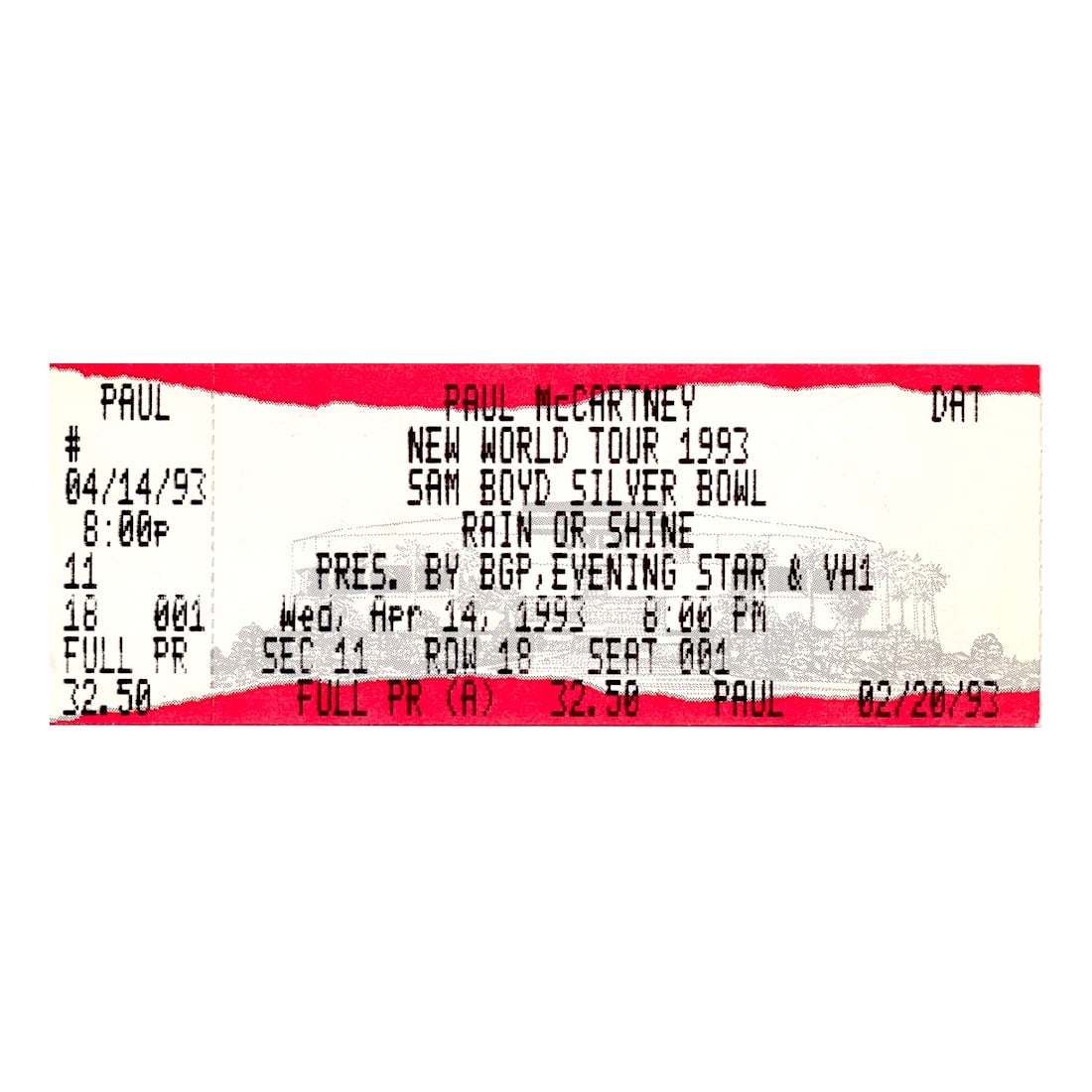 Paul McCartney - 1993 Vintage Concert Ticket (1 of 1)