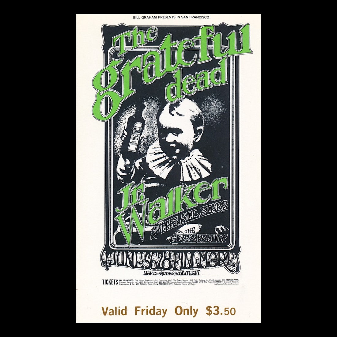 Grateful Dead - Fillmore - 1969 Vintage Concert Ticket (1 of 1)