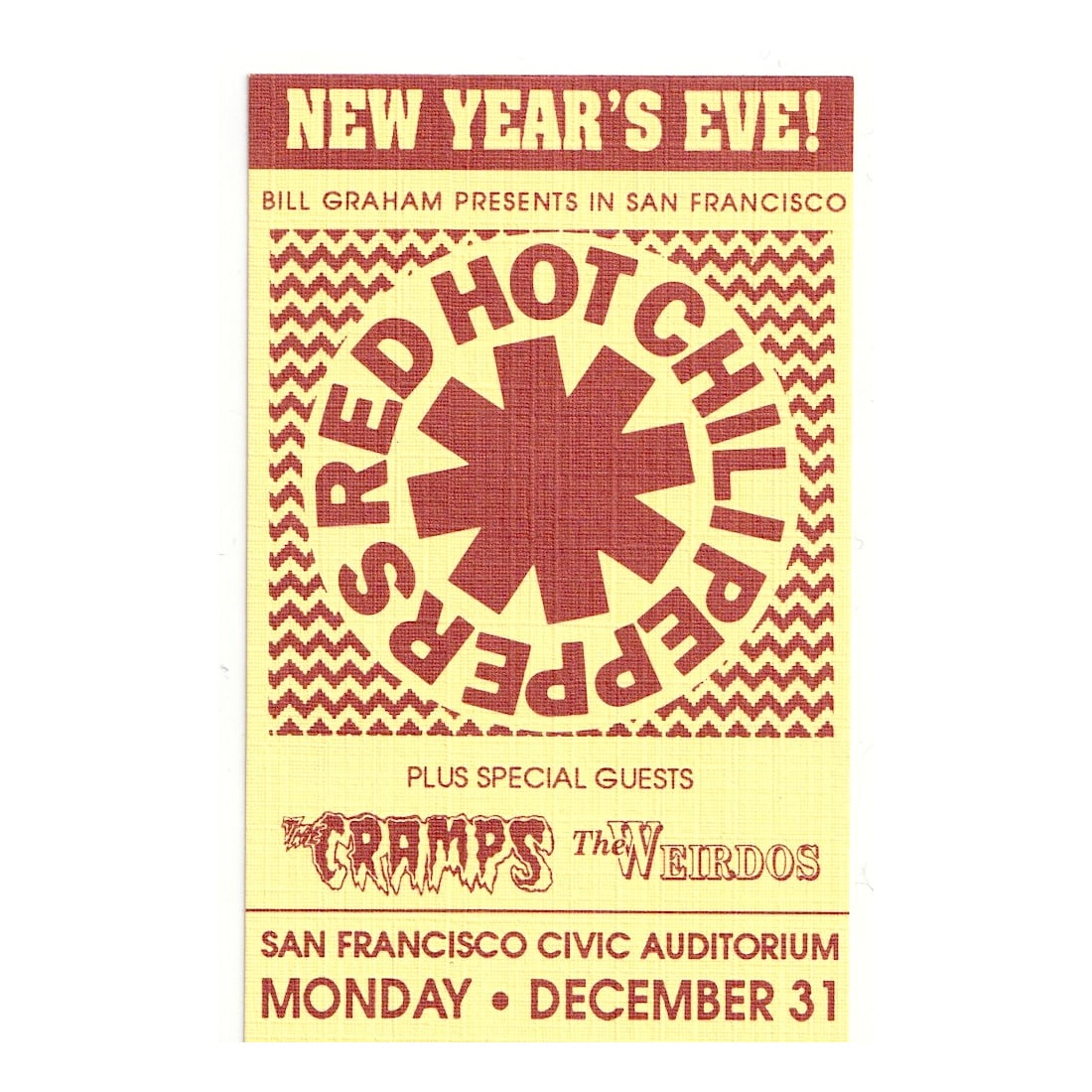 Red Hot Chili Peppers - Mothers Milk Tour - 1990 Backstage Pass (1 of 1)