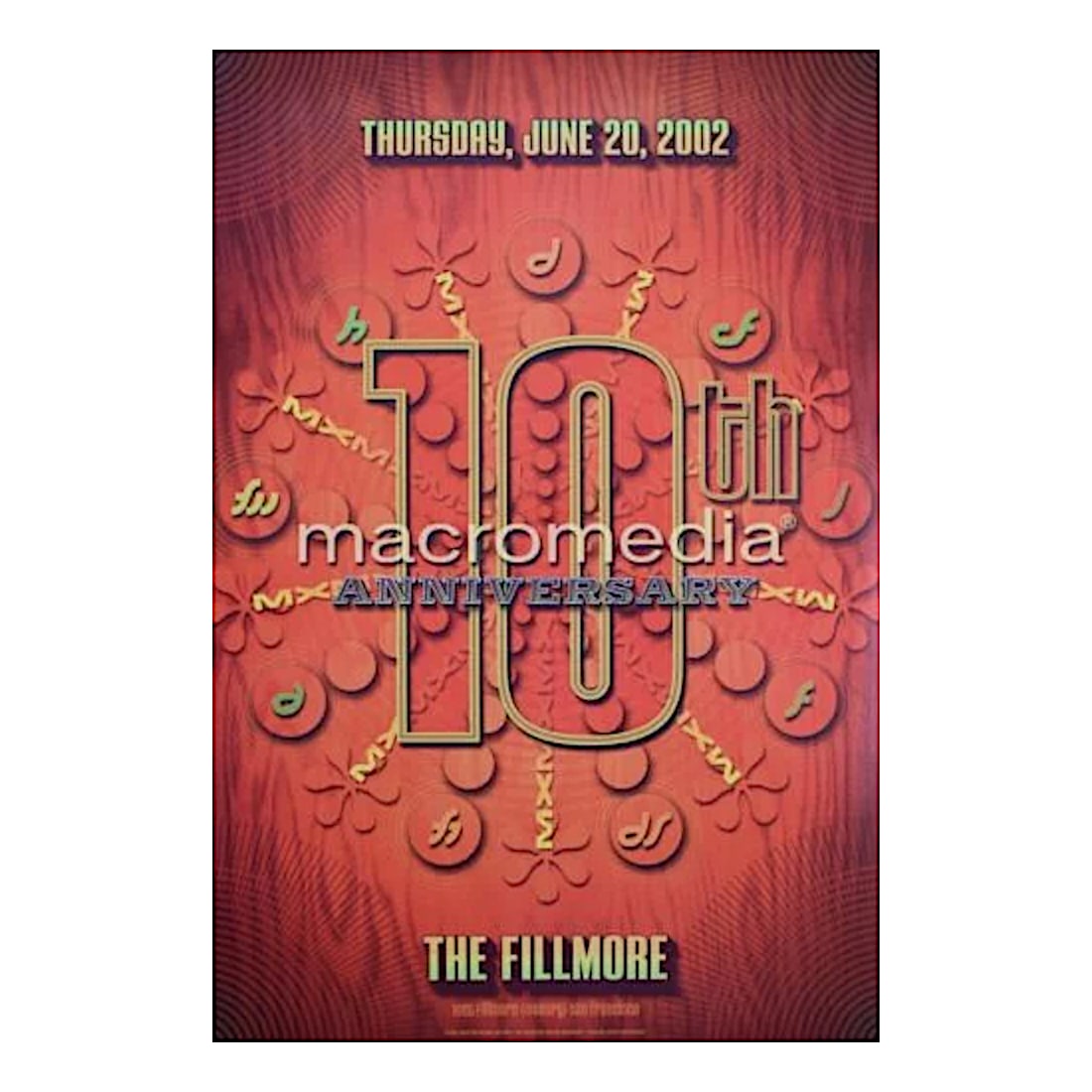 Macromedia's 10th Anniversary - 2002 Fillmore Concert Poster (1 of 1)
