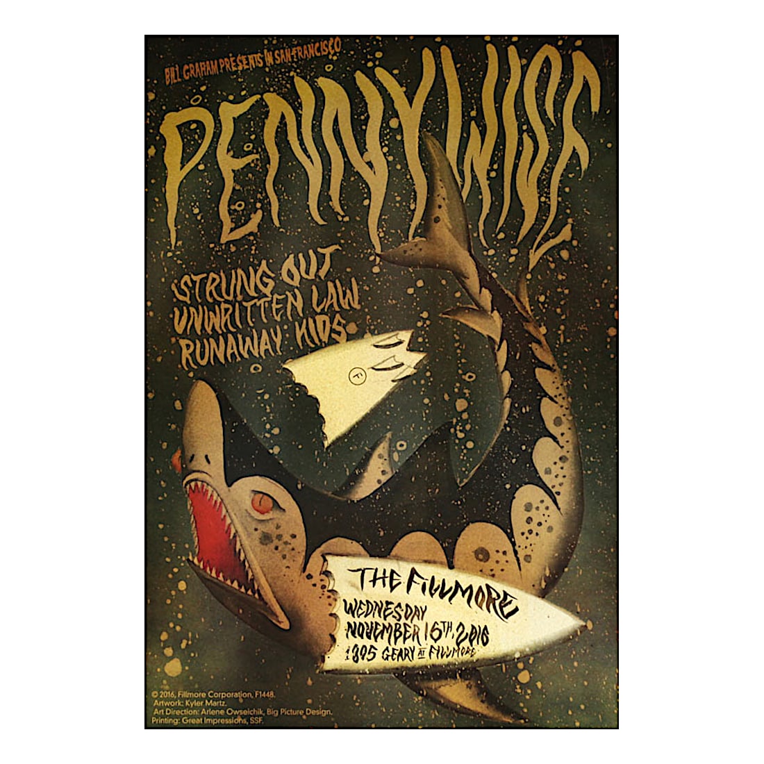 Pennywise - 2016 Fillmore Concert Poster (1 of 1)