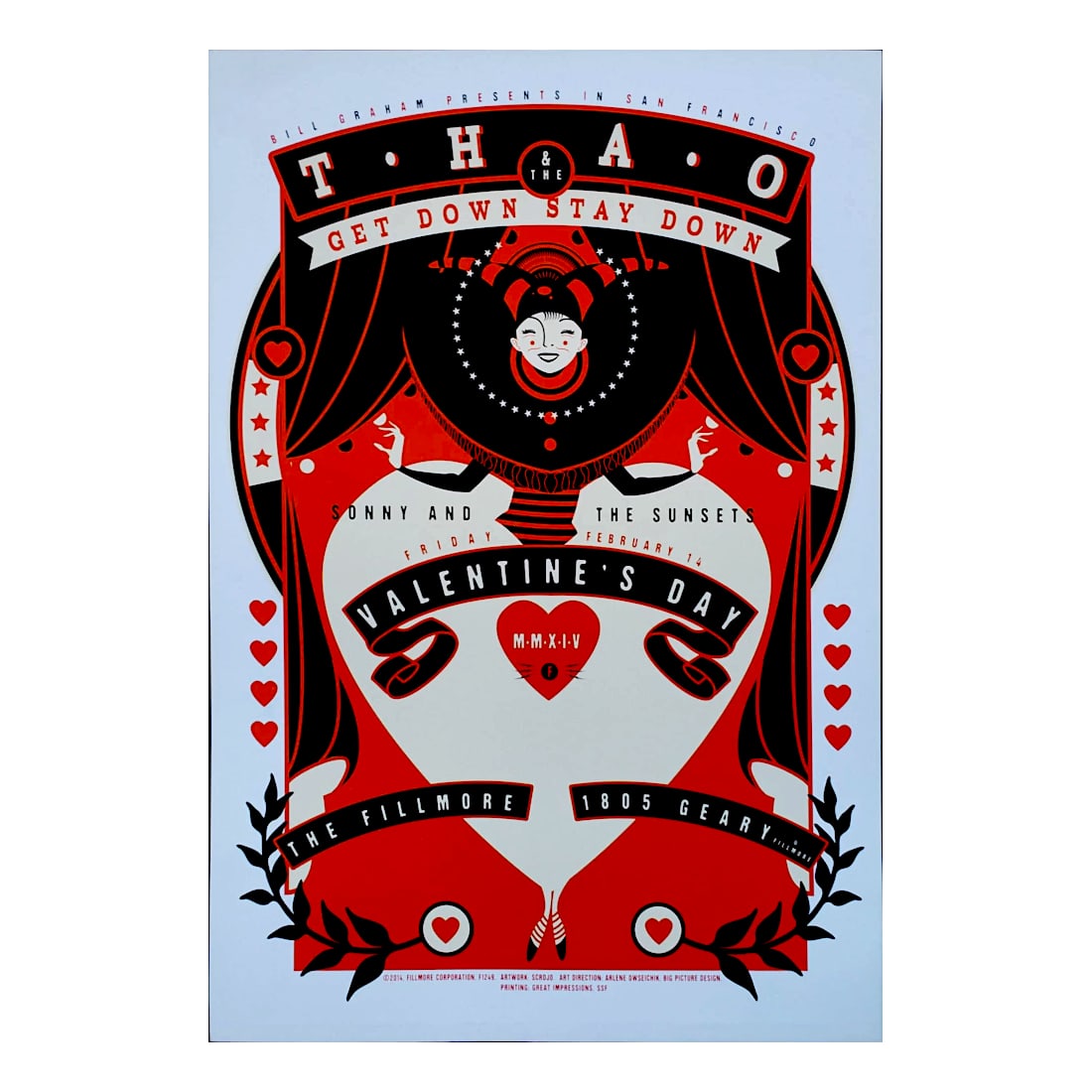 Thao & The Get Down Stay Down - 2014 Fillmore Concert Poster: THAO & THE GET DOWN STAY DOWN (American Folk Rock Band) Original & Vintage Bill Graham Presents 2014 Concert Tour Poster featuring Thao & The Get Down Stay Down. Venue: The Fillmore, San Francisco, Ca