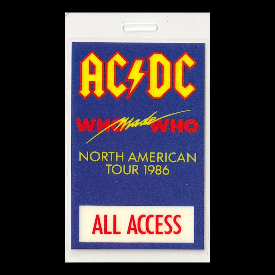 AC/DC - Who Made Who North American Tour - 1986 Laminated Backstage Pass (1 of 1)