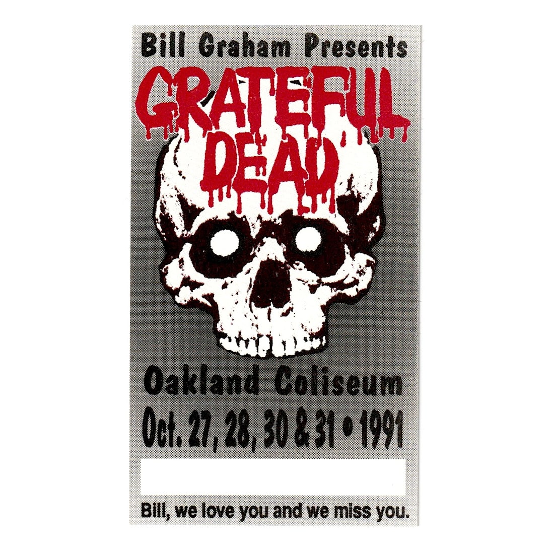 Grateful Dead - Fall Tour - 1991 Backstage Pass (1 of 1)
