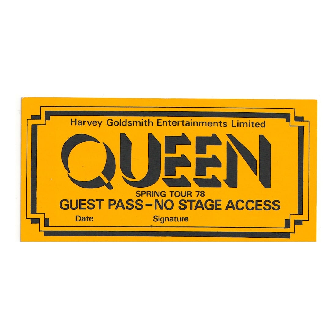 Queen - Spring Tour - 1978 Backstage Pass (1 of 1)