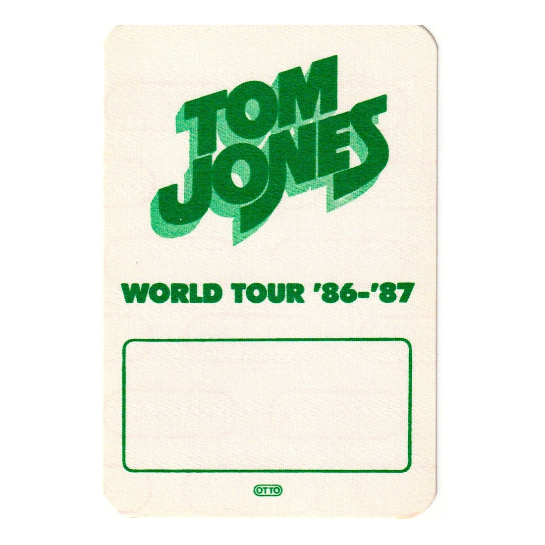 Tom Jones - World Tour - 1986 - 1987 Backstage Pass (1 of 1)