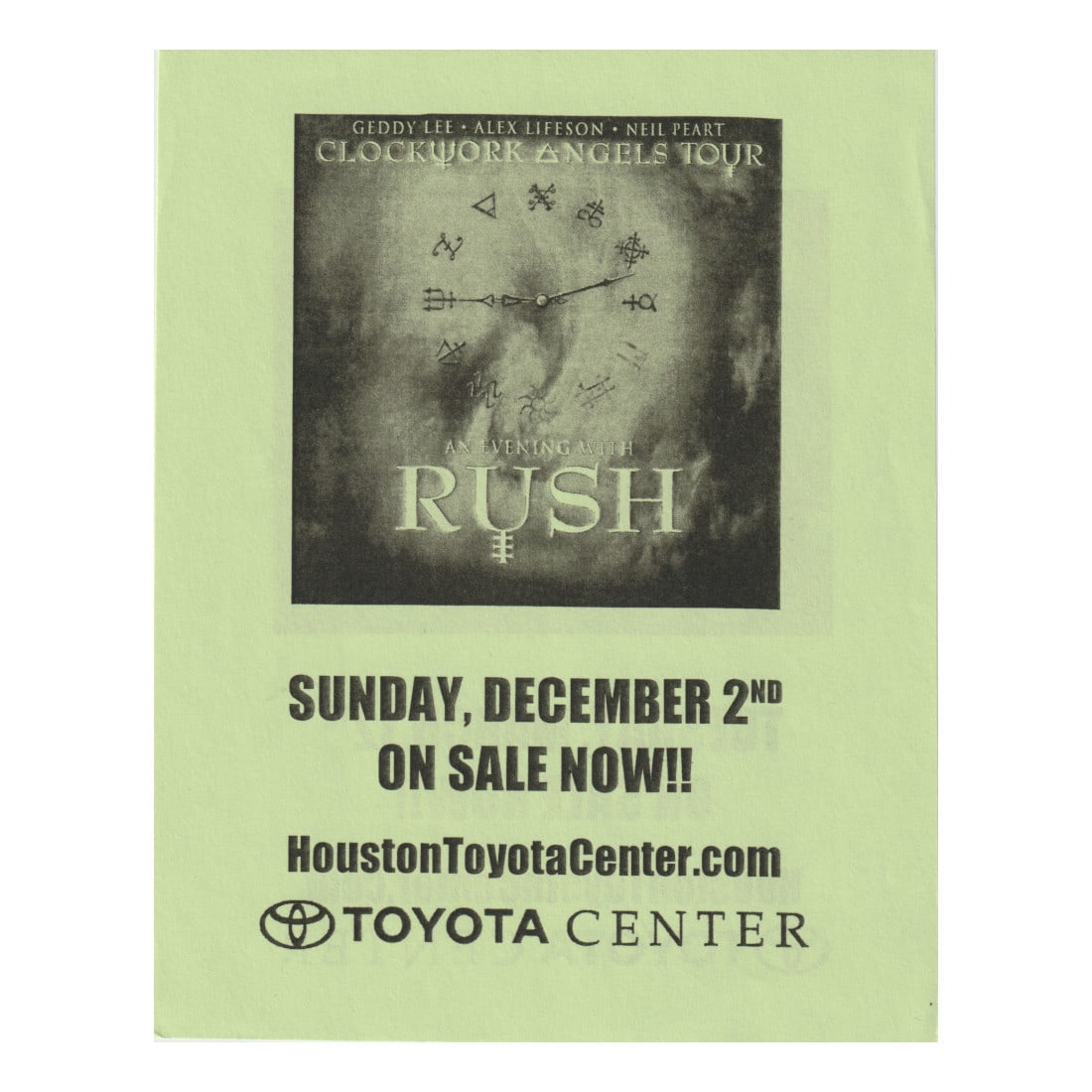 Rush - Muse - Toyota Center - 2012 Concert Handbill (1 of 2)