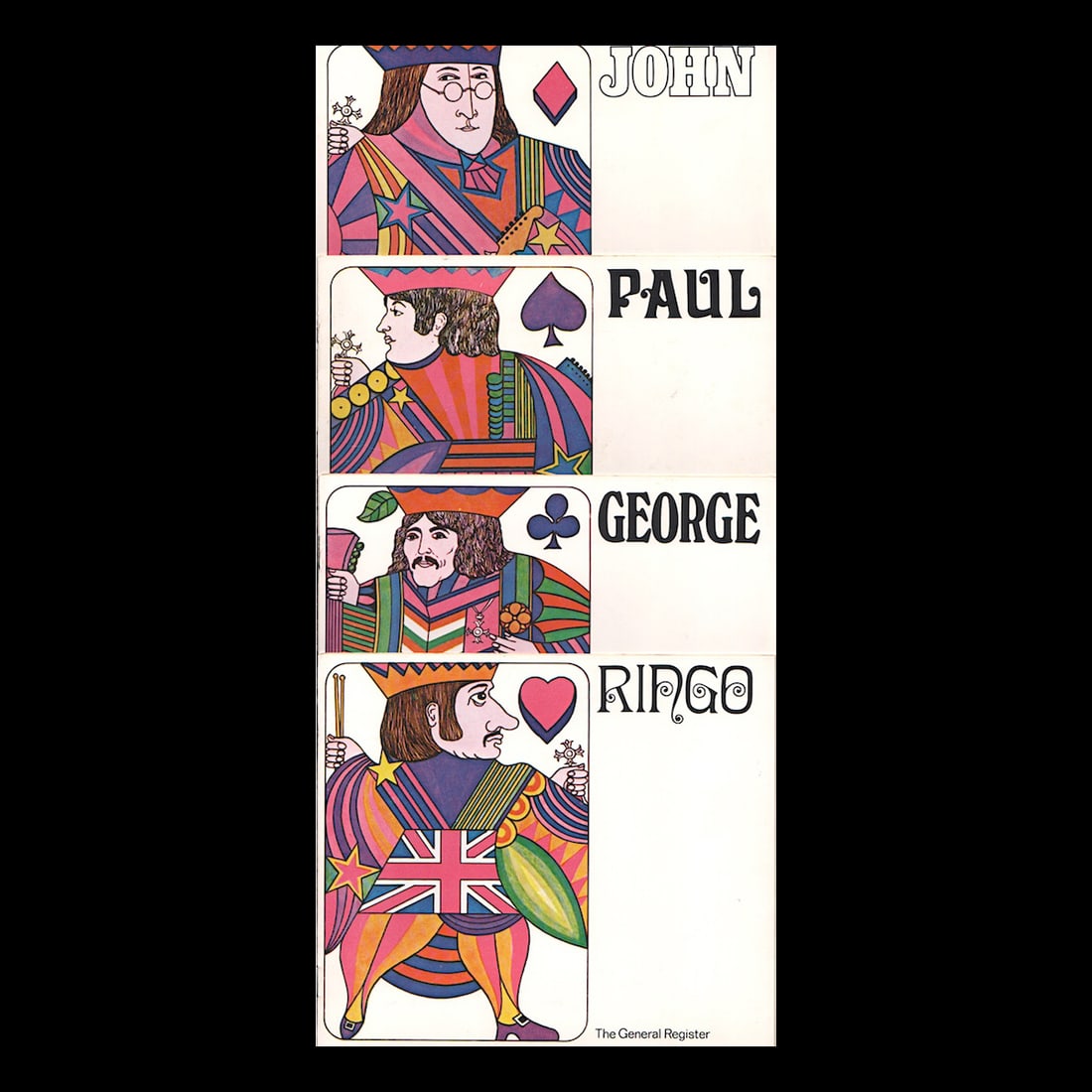 The Beatles - 1968 Complete Set of Birth Certificates: THE BEATLES (English Rock Band) Original & Vintage 1968 Novelty Complete Sealed Set of Beatles Birth Certificates: John Lennon, Paul McCartney, George Harrison, and Ringo Starr. Each portfolio include