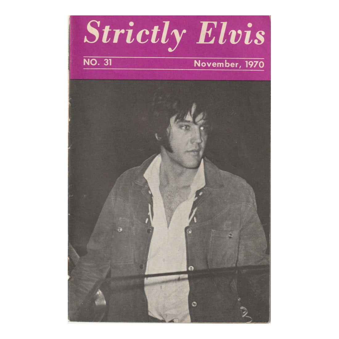Elvis Presley - 1970 Strictly Elvis Magazine: Elvis Presley (American Singer & Actor) Authentic 1970 Strictly Elvis Fan Club Magazine Issue 31. Dated: November, 1970. Includes COA. Dimensions: 5.5 inches by 8.5 inches Shipped Flat Shipping can be
