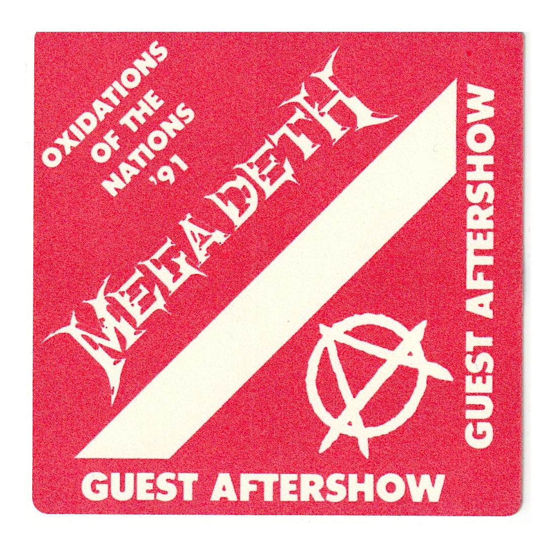 Megadeth - Oxidations of The Nation Tour - 1991 Backstage Pass (1 of 1)
