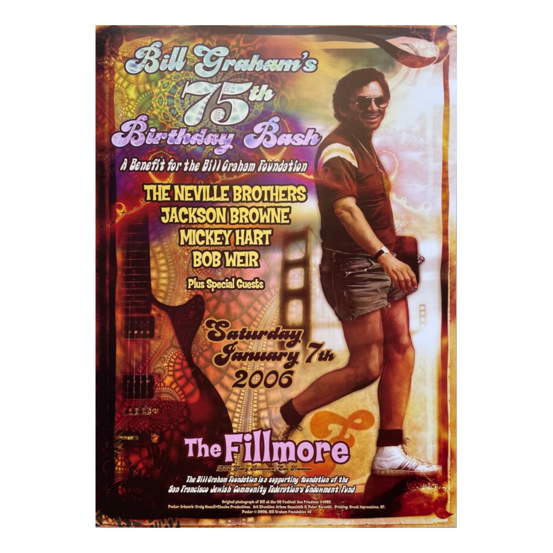Bill Graham's 75th Birthday Bash - 2006 Fillmore Concert Poster (1 of 1)