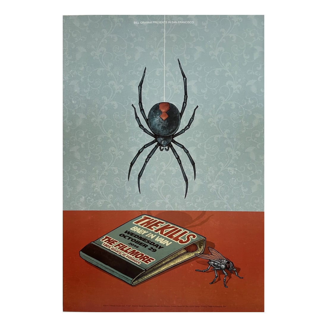 The Kills - 2014 Concert Poster: THE KILLS (English-American Rock Duo) Original & Vintage Bill Graham Presents 2014 Concert Tour Poster featuring The Kills. Venue: The Fillmore, San Francisco, California. Dated: October 29, 2014. Art