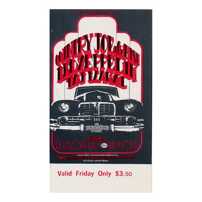 Led Zeppelin  1969 Vintage Concert Ticket (1 of 1)