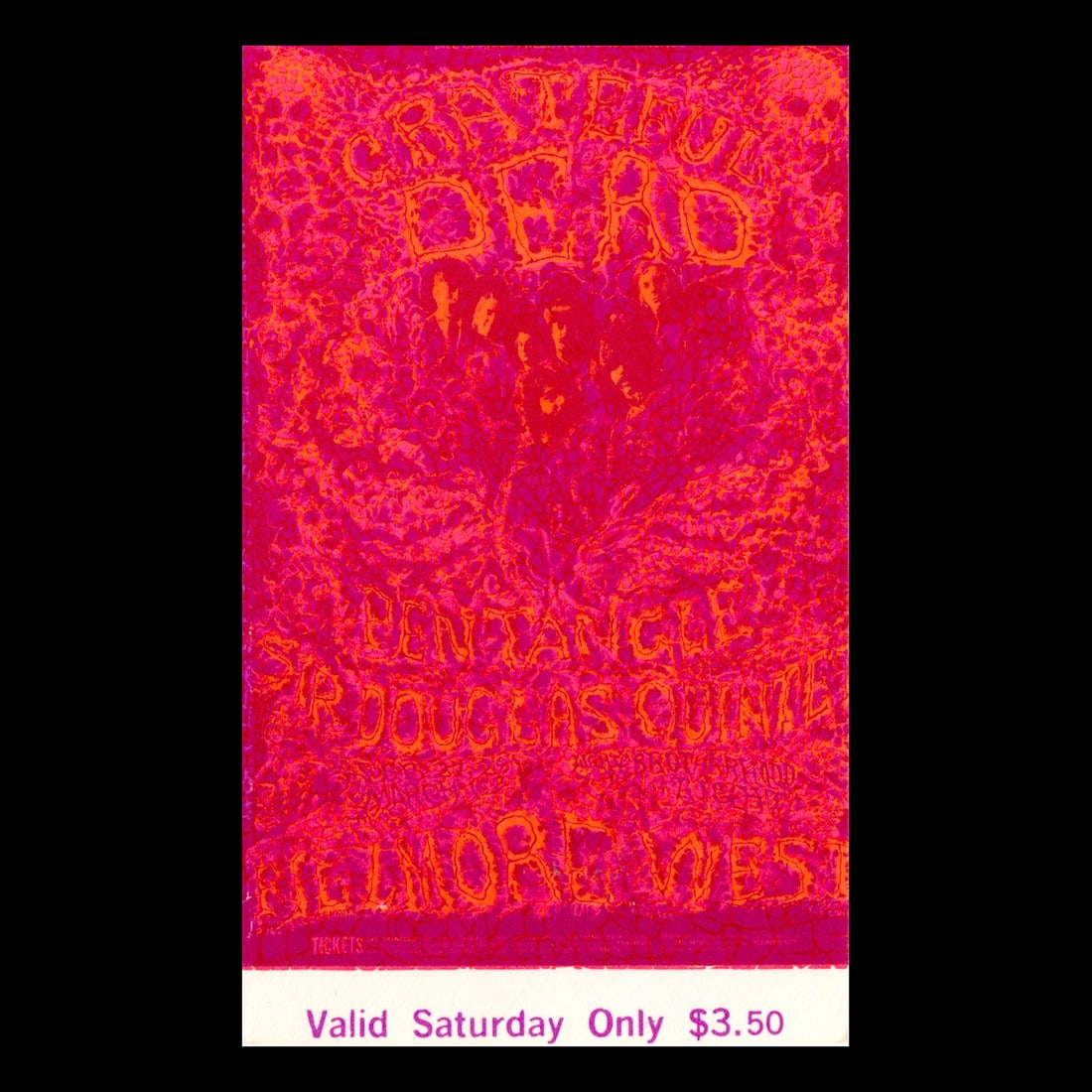 Grateful Dead  1969 Vintage Concert Ticket (1 of 1)