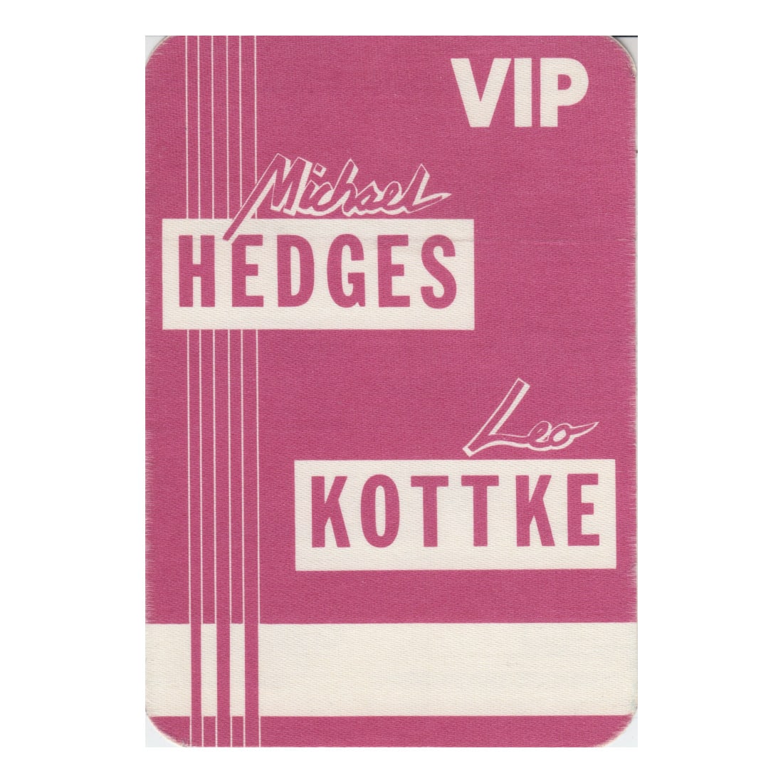 Michael Hedges - Concert Tour - 1988 Backstage Pass: MICHAEL HEDGES (American Guitarist) Authentic 1988 Concert Tour Unused VIP Backstage Pass . Dated: Year 1988. Includes COA. Dimensions: 3 1/4 inches by 4 3/4 inches Shipped Flat Shipping can be combin