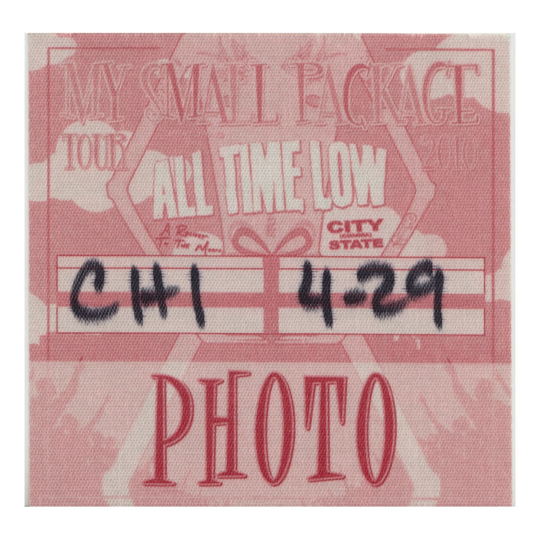 All Time Low - My Small Package Tour - 2010 Backstage Pass: ALL TIME LOW (American Rock Band) Authentic 2010 My Small Package Tour Unused Photo Backstage Pass . Includes COA. Dimensions: 3 1/2 inches by 3 1/2 inches Shipped Flat Shipping can be combined