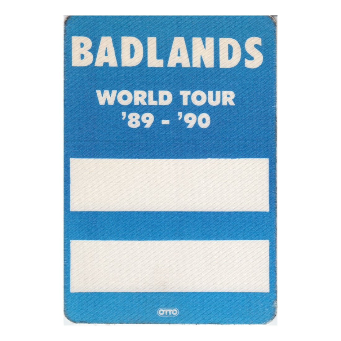 Badlands - World Tour - 1989 - 1990 Backstage Pass: BADLANDS (American Heavy Metal Band) Authentic 1989 - 1990 World Tour Unused Backstage Pass . Manufactured By: OTTO. Includes COA. Dimensions: 3 1/4 inches by 4 3/4 inches Shipped Flat Shipping can be
