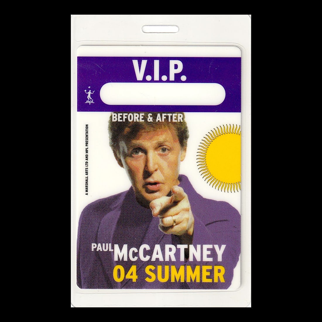 Paul McCartney - Summer Tour - 2004 Laminated Backstage Pass (1 of 1)