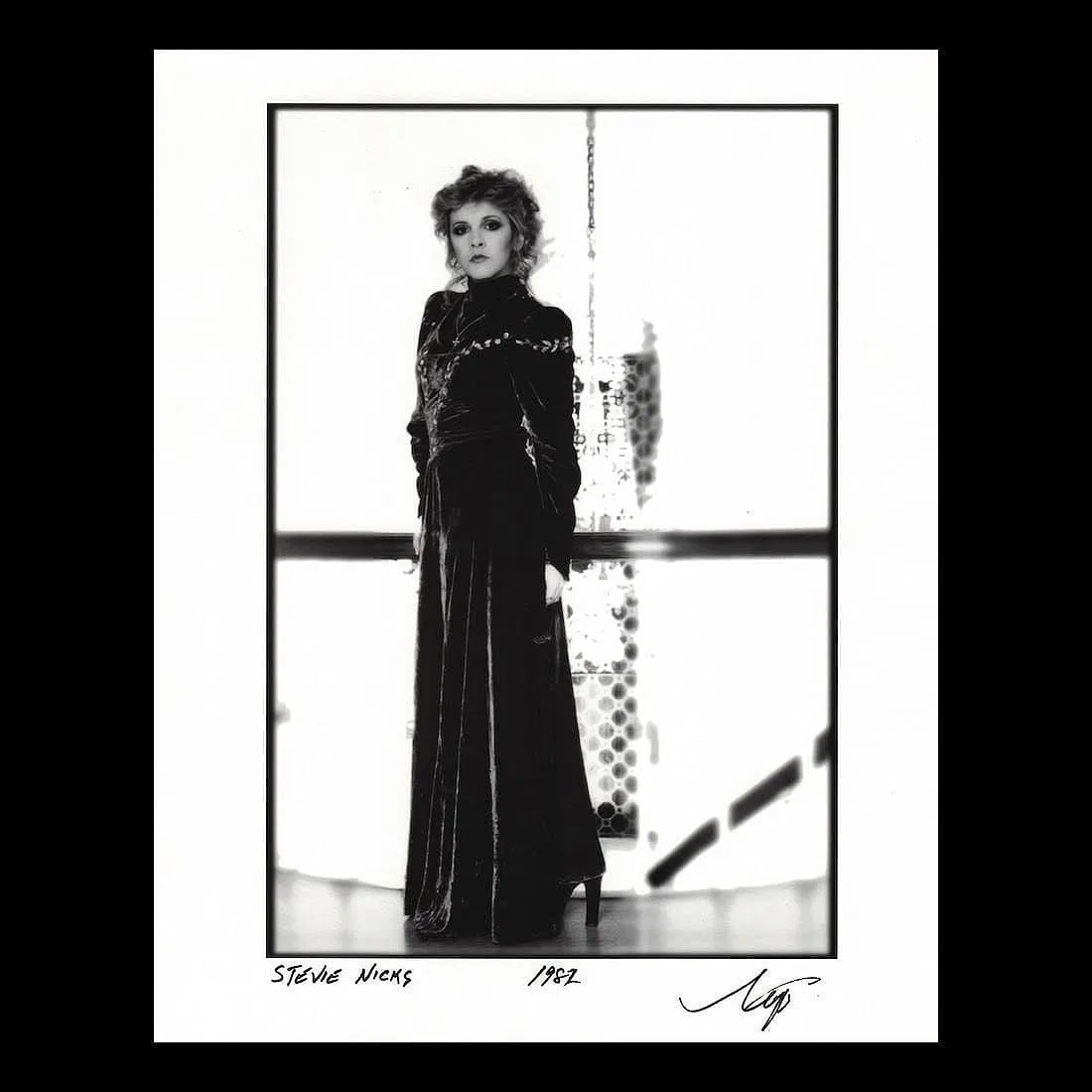 Stevie Nicks - Neal Preston Hand-Signed Photograph: STEVIE NICKS (American Singer and Songwriter) NEAL PRESTON (Renowned Rock N Roll Photographer) A limited edition black and white silver gelatin photographic print of Stevie Nicks taken in 1982. Hand-s