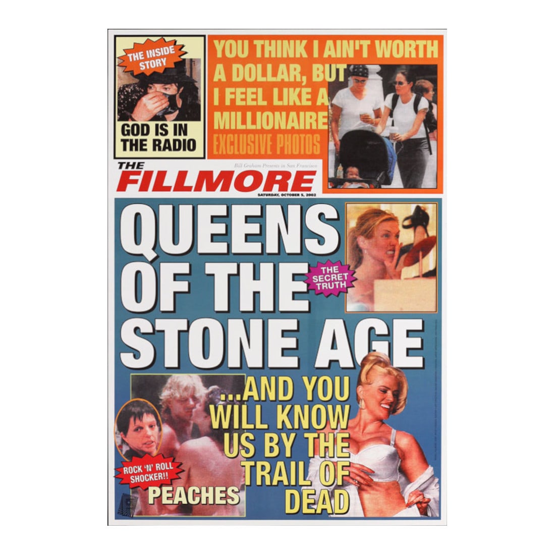 Queens Of The Stone Age - 2002 Concert Poster: QUEENS OF THE STONE AGE (American Rock Band) Original & Bill Graham Presents 2002 Concert Tour Poster featuring Queens Of The Stone Age. Venue: The Fillmore, San Francisco, California. Dated: October