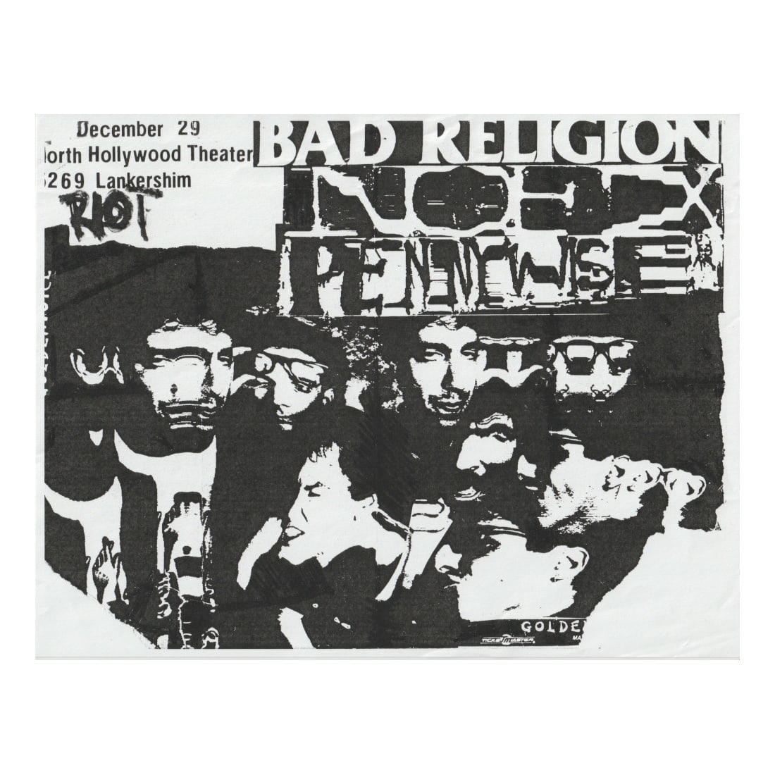 Bad Religion - NOFX - Pennywise - 1990 Concert Handbill (1 of 1)