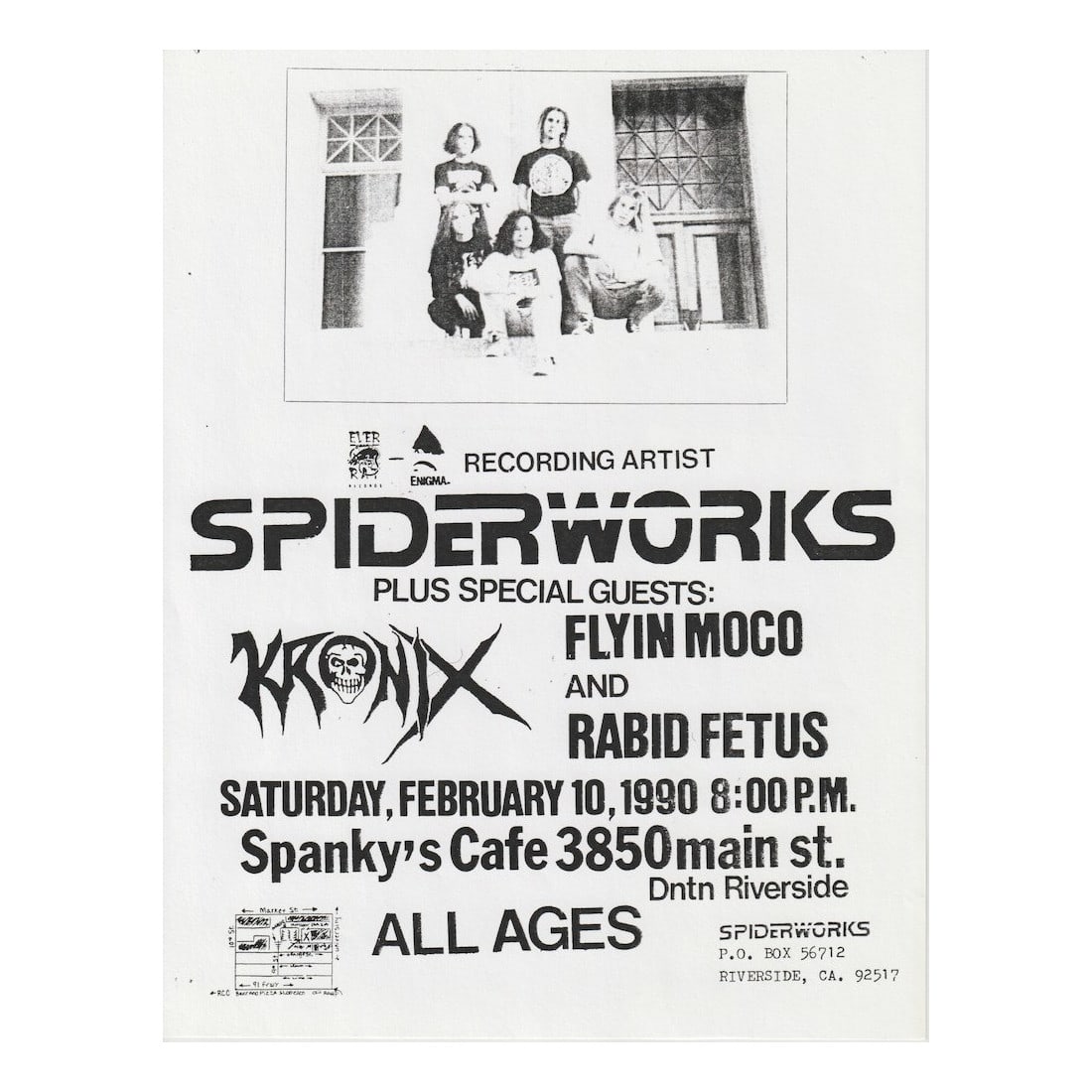 Spiderworks - Spanky's Cafe - 1990 Concert Handbill (1 of 1)