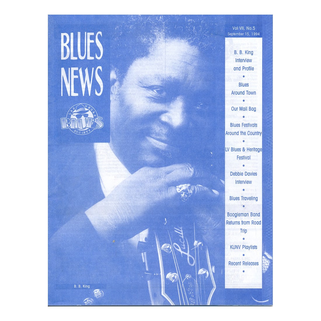B.B. King - 1994 Concert Tour Program: B.B. KING (1925-2015 American Musician and Singer-Songwriter) Original & Vintage 1994 B.B. King Concert Tour Program. Venue: Aladdin Theatre, Las Vegas, Nevada. Dated: October 1, 1994. Includes COA. D