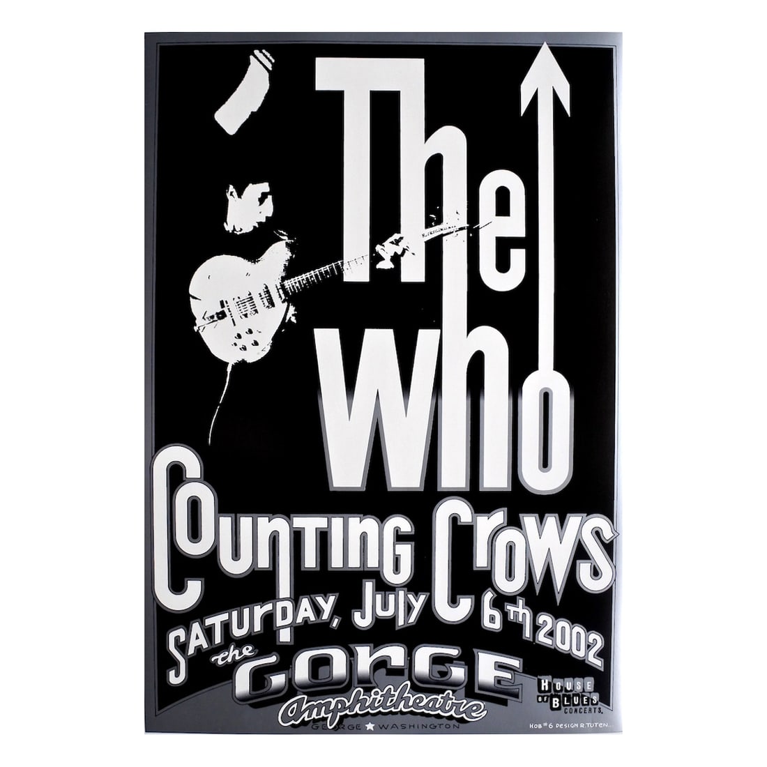 The Who - 2002 Concert Poster: THE WHO (English Rock Band) Original & Vintage Concert Poster feturing The Who with The Counting Crows. Venue: Gorge Amphitheatre, George, Washington. Dated: July 6, 2002. First Printing. Includes COA