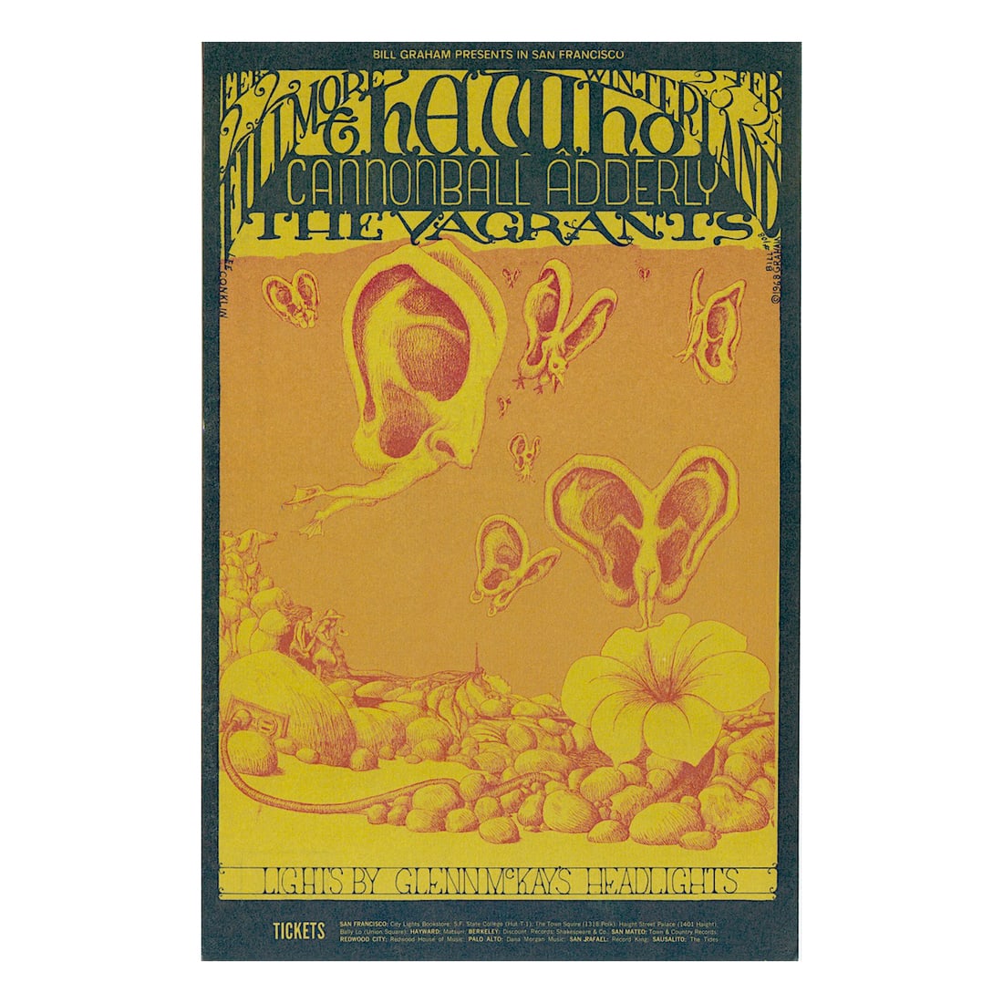 The Who - 1968 Fillmore Concert Handbill: THE WHO (English Rock Band) Original & Vintage Bill Graham Presents Concert Postcard featuring The Who. This postcard is #108-1 in The Bill Graham Series. Venue: Fillmore Auditorium, San Francisco, Ca