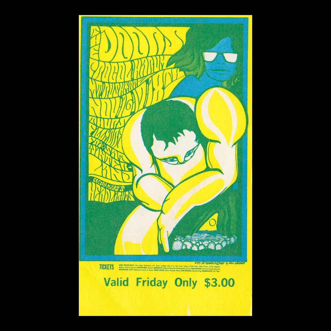 The Doors - Fillmore - 1967 Vintage Concert Ticket (1 of 1)