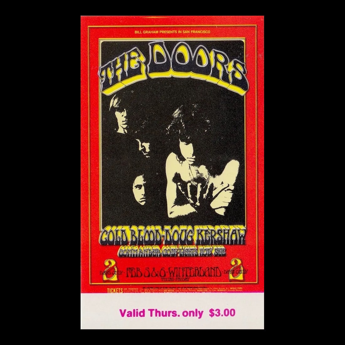 The Doors - Winterland - 1970 Vintage Concert Ticket (1 of 1)