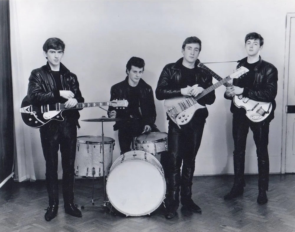 The Beatles - Albert Marrion - Photographic Print: THE BEATLES (English Rock Band) A black and white silver gelatin photographic print of The Beatles, including Pete Best, taken by Albert Marrion in 1961. Marrion, a local Liverpool photographer, was h