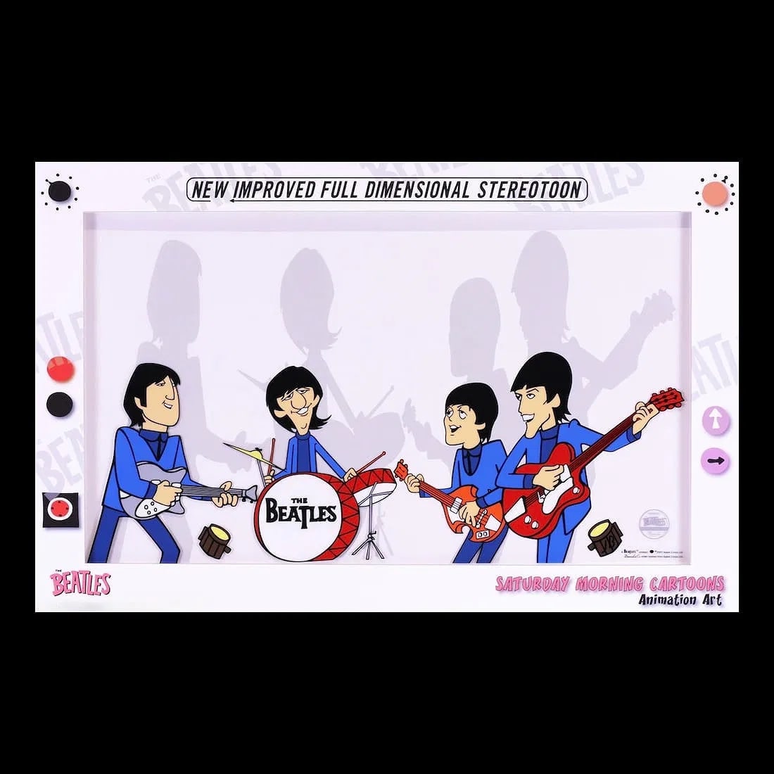 The Beatles - Rock 'N Roll Music - Cartoon Sericel: THE BEATLES (English Rock Band)Original & Vintage 2007 Beatles 'On Stage/Rock 'N Roll Music Sat. AM Cartoon Composite Fine Art Print' Limited Edition Sericel on Mylar/Foamcore (500 made). 2007 First P