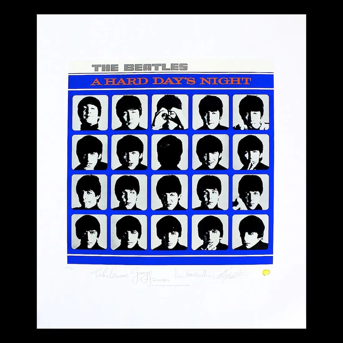 The Beatles - A Hard Day's Night - Ltd Edition Print: THE BEATLES (English Rock Band) Original & Vintage Beatles 'A Hard Day's Night' Limited Edition Numbered Lithograph Plate-signed by The Beatles. This is an official Apple product and bears the Apple L