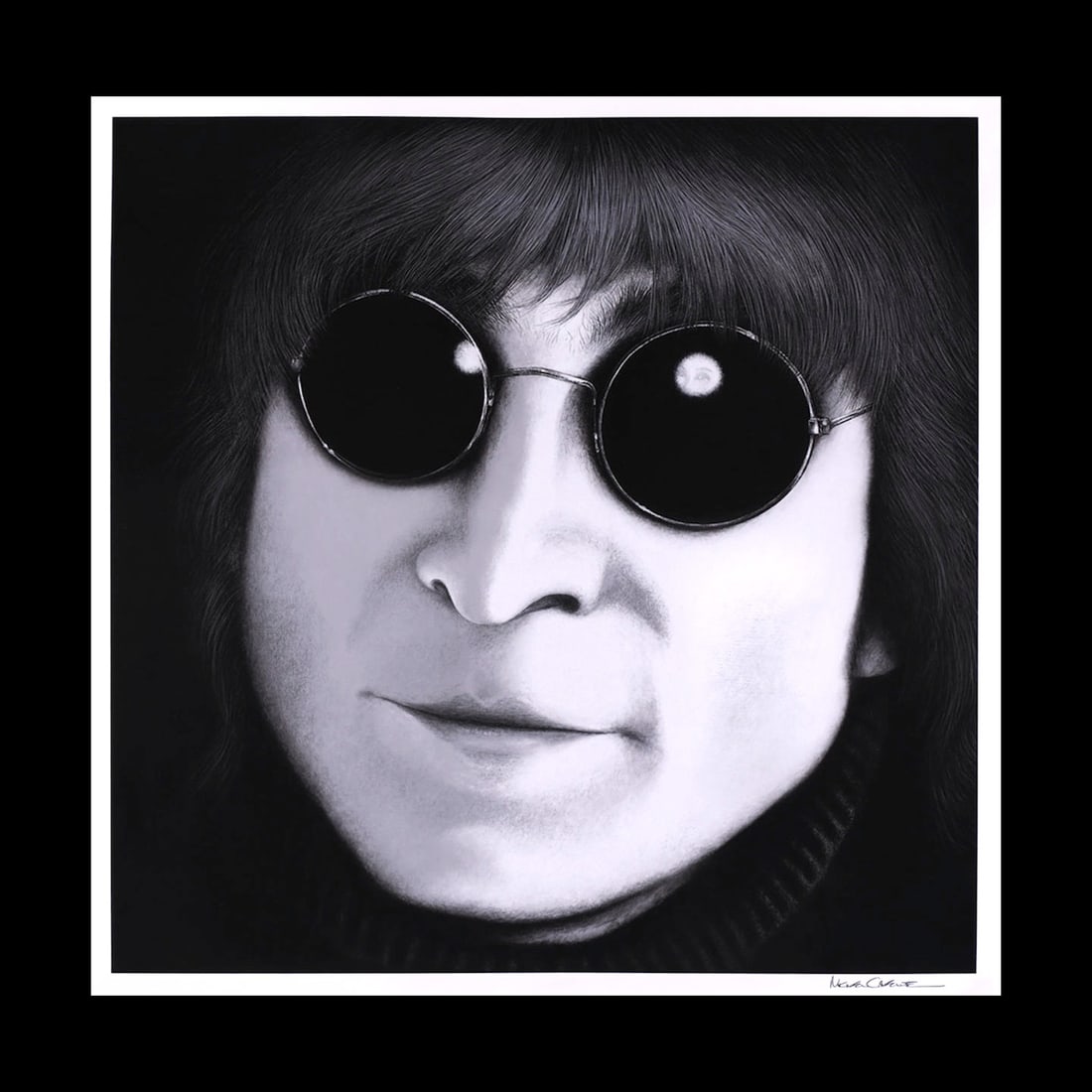 The Beatles - John Lennon - 2005 Ltd Edition Print: THE BEATLES (English Rock Band) Original & Vintage 2005 Beatles Hand-signed Limited Edition Print featuring The Beatles. Titled: John Lennon Portrait. Numbered: 5/250 and Hand-Signed by the Artist: Mi