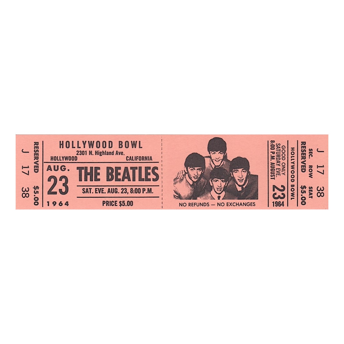 The Beatles - Hollywood Bowl - Promotional Ticket: THE BEATLES (English Rock Band) Original & Vintage Beatles 'Hollywood Bowl' album promotional ticket. Originally designed for giveaways at record store but later scrapped. 1977 Capitol Records. Includ