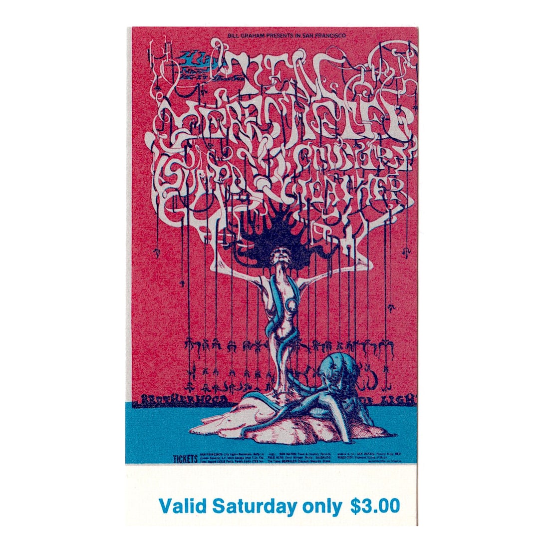 Ten Years After - 1968 Vintage Concert Ticket: TEN YEARS AFTER (English Blues Rock Band) Original & Vintage Bill Graham Presents Concert Ticket featuring Ten Years After. Venue: Fillmore West, San Francisco, California. Dated: November 14, 1968. A