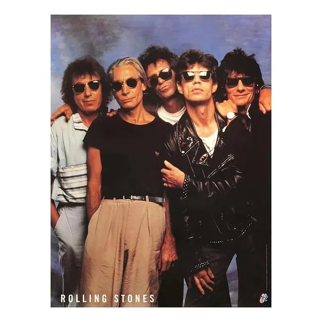 Rolling Stones - Steel Wheels - Promotional Poster: THE ROLLING STONES (English Rock Band) An original & Vintage 1989 Promotional Poster for 'The Steel Wheels Tour' featuring the entire band and 'Rolling Stones' in the bottom left. The poster sports th