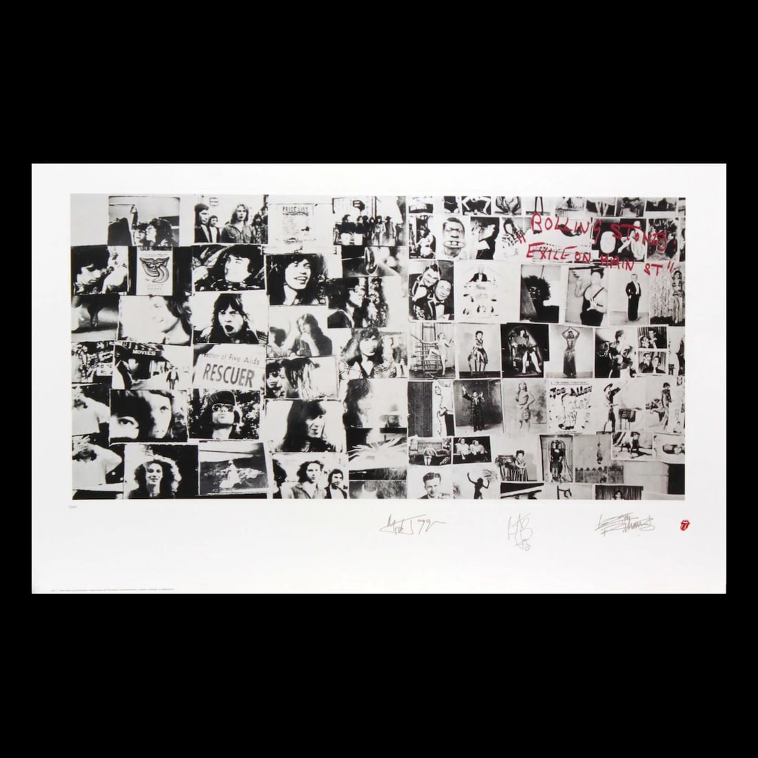 Rolling Stones - Exile on Main St - Ltd Edition Print: THE ROLLING STONES (English Rock Band) Original & Vintage Rolling Stones 'Exile on Main St' Limited Edition (4950/5000) Lithograph. Plate-signed by the members of The Rolling Stones. 1994 Musicom Inte