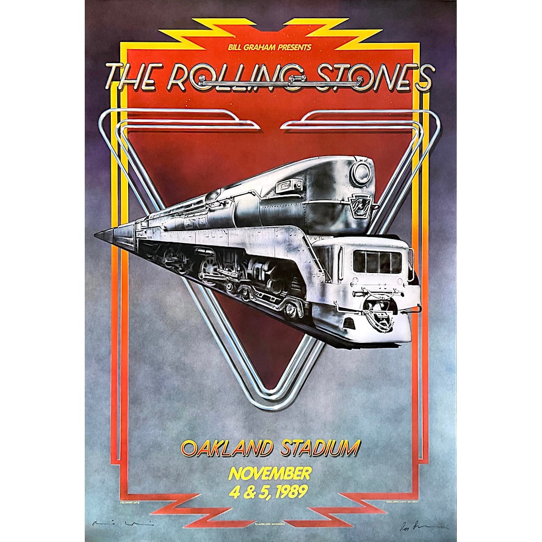 Rolling Stones - 1989 Hand-Signed Concert Poster: THE ROLLING STONES (English Rock Band) Original & Vintage Bill Graham Presents 'Day on the Green' Hand-signed Concert Poster featuring The Rolling Stones. Hand-signed by the artist: Ron Larson. Venue: