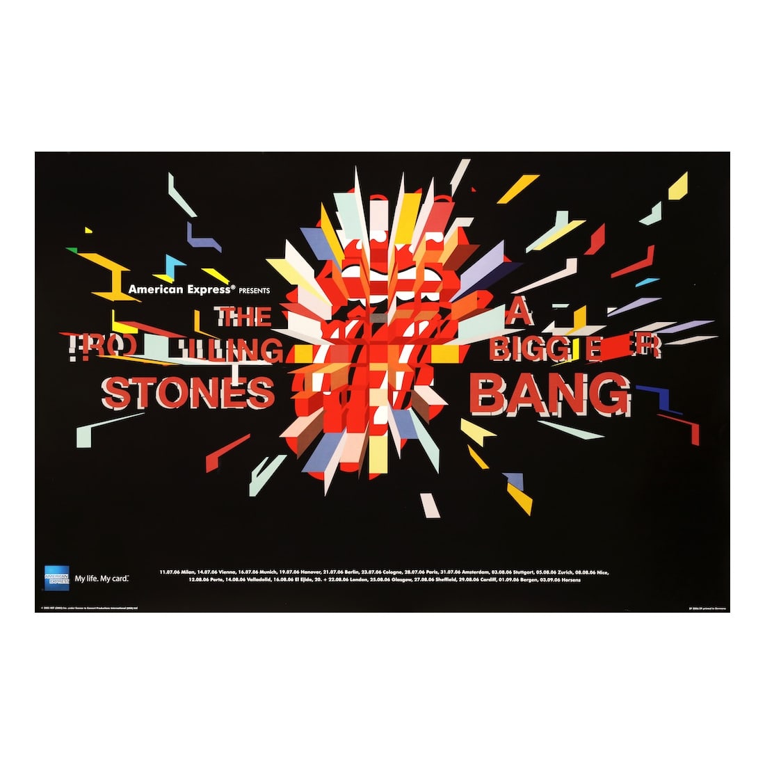 Rolling Stones - 2006 Concert Tour Poster: THE ROLLING STONES (English Rock Band) Original & Vintage Includes 2006 A Bigger Bang Europe Tour Dates Concert Poster listing the European leg of ?A Bigger Bang? Tour, from July 11 through September 